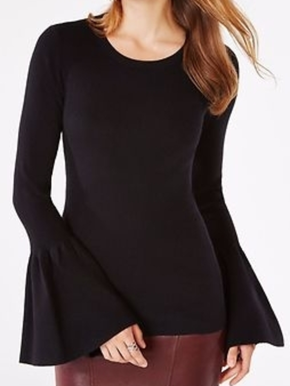 BCBGMaxAzria Black Bell-Sleeve Long Sleeve Top